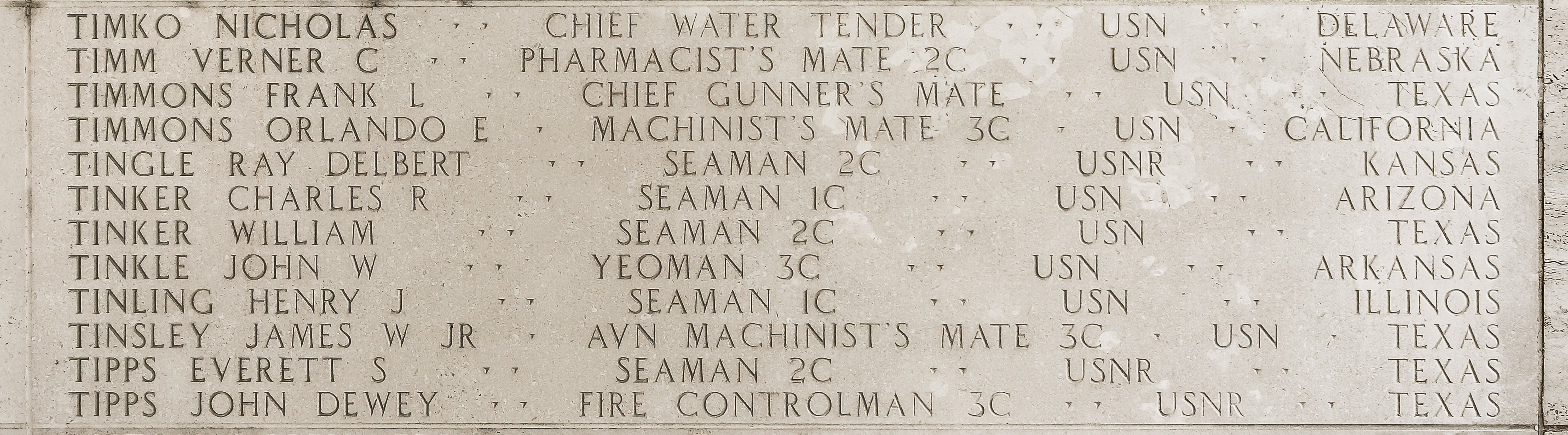 Verner C. Timm, Pharmacist's Mate Second Class